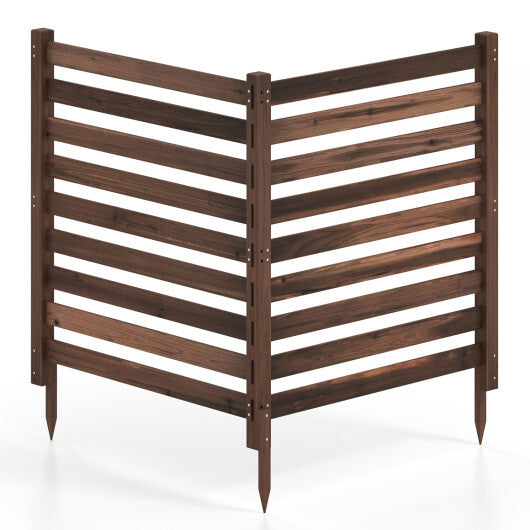 2-Panel Wooden Outdoor Privacy Fence with Ground Stakes-Black LuxuryLifeWay Online Store