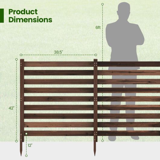 2-Panel Wooden Outdoor Privacy Fence with Ground Stakes-Black LuxuryLifeWay Online Store