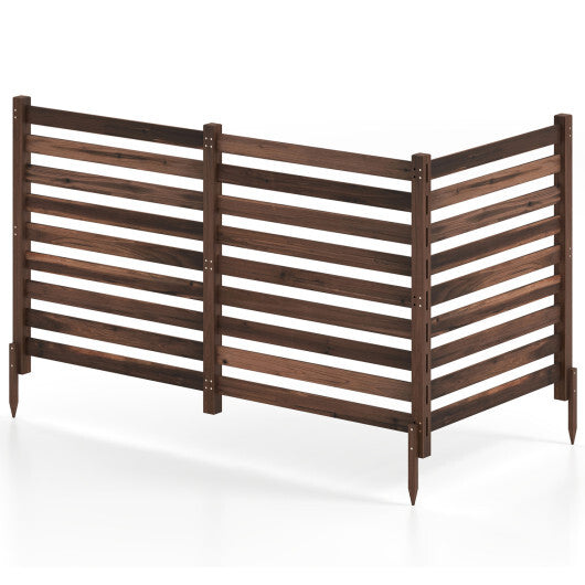 3-Panel Wooden Outdoor Privacy Fence with Ground Stakes-Brown LuxuryLifeWay Online Store
