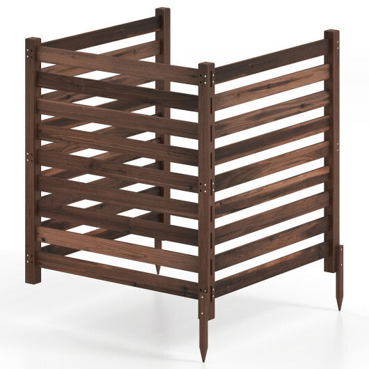 3-Panel Wooden Outdoor Privacy Fence with Ground Stakes-Brown LuxuryLifeWay Online Store