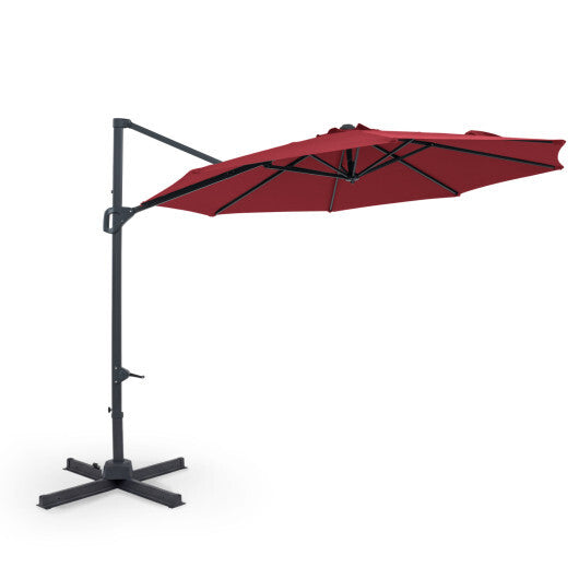 10 Feet Patio Cantilever Umbrella with Easy Tilt Adjustment-Wine LuxuryLifeWay Online Store