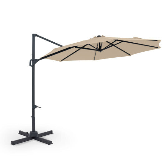 10 Feet Patio Cantilever Umbrella with Easy Tilt Adjustment-Wine LuxuryLifeWay Online Store