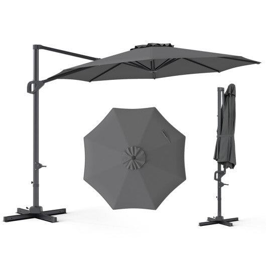 10 Feet Patio Cantilever Umbrella with Easy Tilt Adjustment-Wine LuxuryLifeWay Online Store