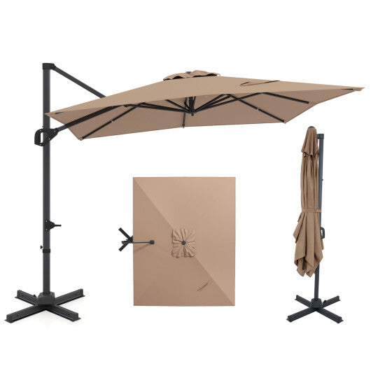 11 x 9 FT Cantilever Patio Umbrella with 360? Rotation and Easy Tilt Adjustment-Brown LuxuryLifeWay Online Store