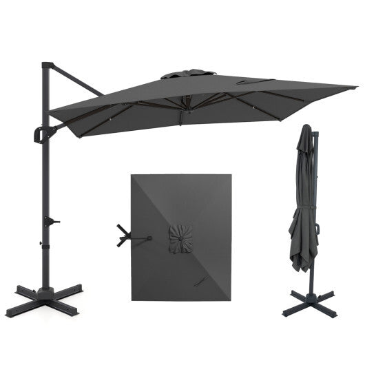 11 x 9 FT Cantilever Patio Umbrella with 360? Rotation and Easy Tilt Adjustment-Brown LuxuryLifeWay Online Store