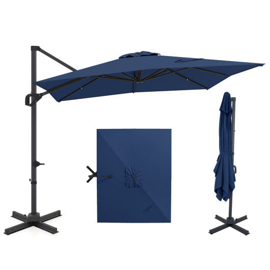 11 x 9 FT Cantilever Patio Umbrella with 360? Rotation and Easy Tilt Adjustment-Brown LuxuryLifeWay Online Store