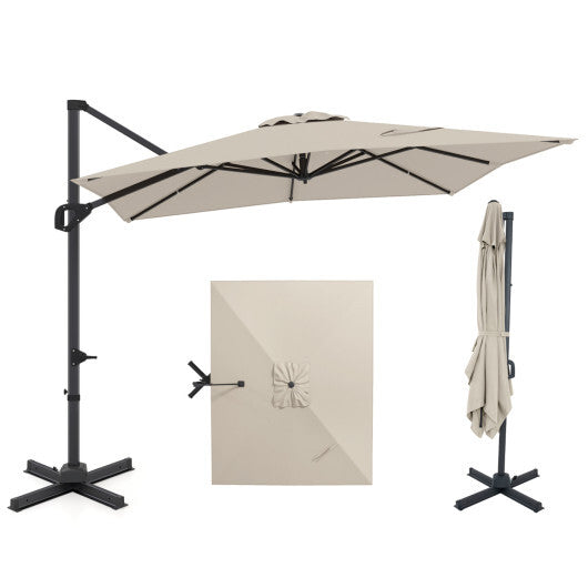 11 x 9 FT Cantilever Patio Umbrella with 360? Rotation and Easy Tilt Adjustment-Brown LuxuryLifeWay Online Store