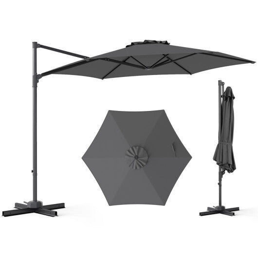 10 FT Patio Cantilever Umbrella with 360? Rotation and Air Vent for Backyard and Poolside-Tan LuxuryLifeWay Online Store