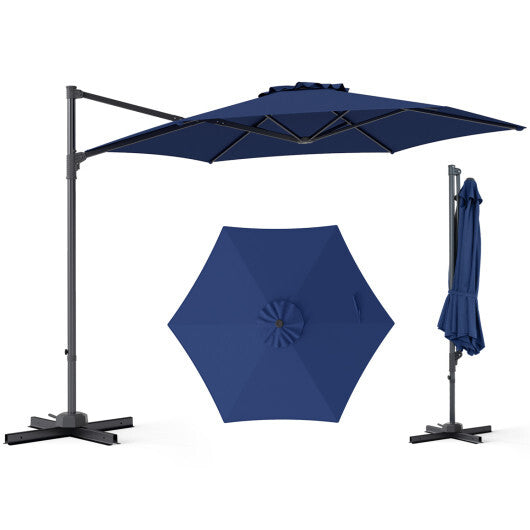 10 FT Patio Cantilever Umbrella with 360? Rotation and Air Vent for Backyard and Poolside-Tan LuxuryLifeWay Online Store