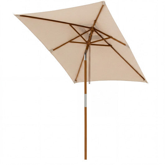 7 Feet Outdoor Rectangular Patio Umbrella with 3 Adjustable Heights-Beige LuxuryLifeWay Online Store