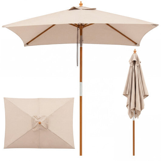7 Feet Outdoor Rectangular Patio Umbrella with 3 Adjustable Heights-Beige LuxuryLifeWay Online Store