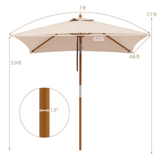 7 Feet Outdoor Rectangular Patio Umbrella with 3 Adjustable Heights-Beige LuxuryLifeWay Online Store
