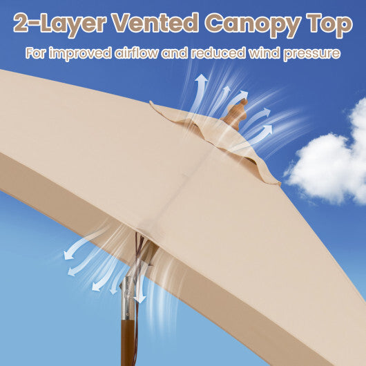 7 Feet Outdoor Rectangular Patio Umbrella with 3 Adjustable Heights-Beige LuxuryLifeWay Online Store