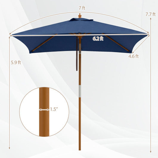 7 Feet Outdoor Rectangular Patio Umbrella with 3 Adjustable Heights-Beige LuxuryLifeWay Online Store