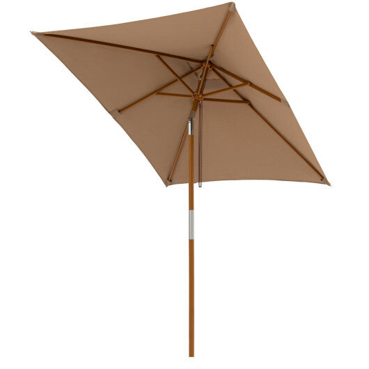 7 Feet Outdoor Rectangular Patio Umbrella with 3 Adjustable Heights-Beige LuxuryLifeWay Online Store