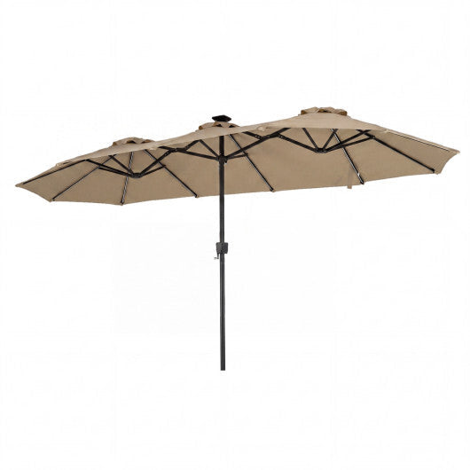 13 FT Double-Sided Patio Umbrella with Color-Changing Flowing Solar LED Lights-Brown LuxuryLifeWay Online Store