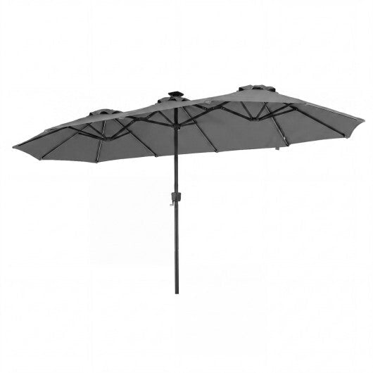 13 FT Double-Sided Patio Umbrella with Color-Changing Flowing Solar LED Lights-Brown LuxuryLifeWay Online Store
