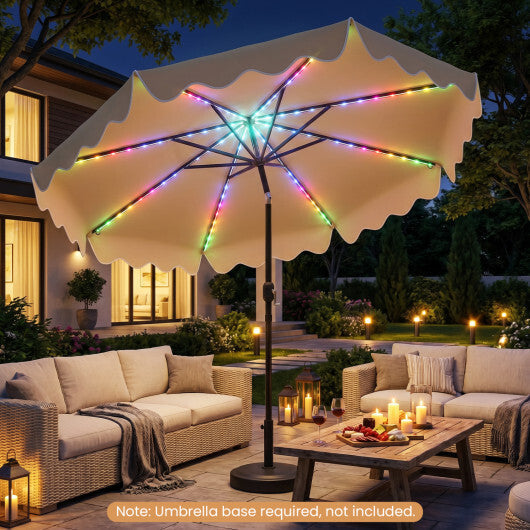 9 Feet Solar Patio Umbrella with Color-Changing LED Lights-Beige LuxuryLifeWay Online Store