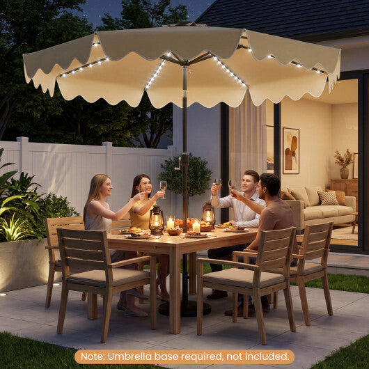 9 Feet Solar Patio Umbrella with Color-Changing LED Lights-Beige LuxuryLifeWay Online Store