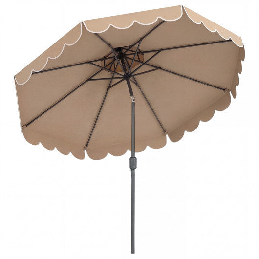 10 Feet Patio Umbrella with Push Button Tilt and Crank-Coffee LuxuryLifeWay Online Store