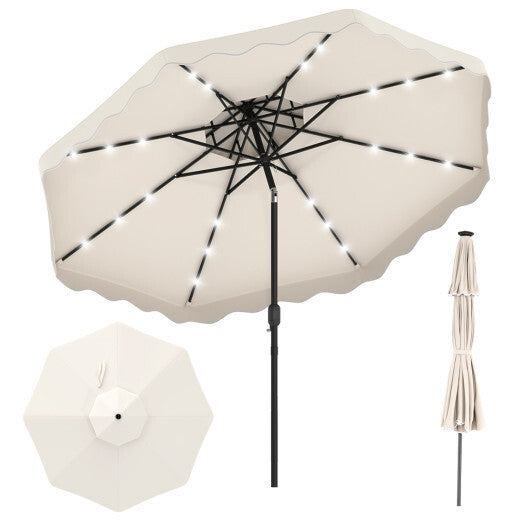 10 FT Solar LED Patio Umbrella for Deck and Pool-Beige LuxuryLifeWay Online Store