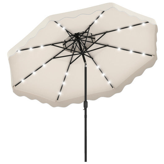 10 FT Solar LED Patio Umbrella for Deck and Pool-Beige LuxuryLifeWay Online Store