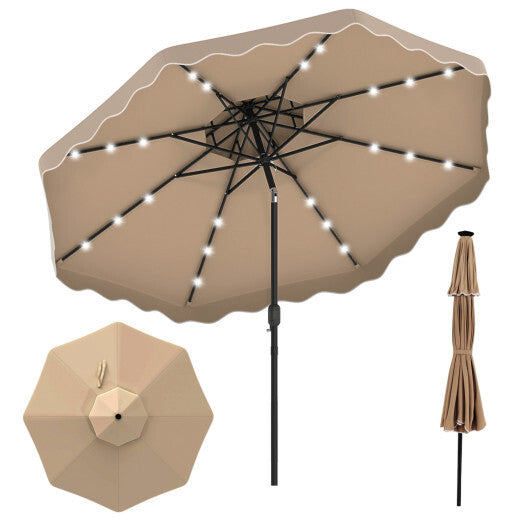 10 FT Solar LED Patio Umbrella for Deck and Pool-Beige LuxuryLifeWay Online Store