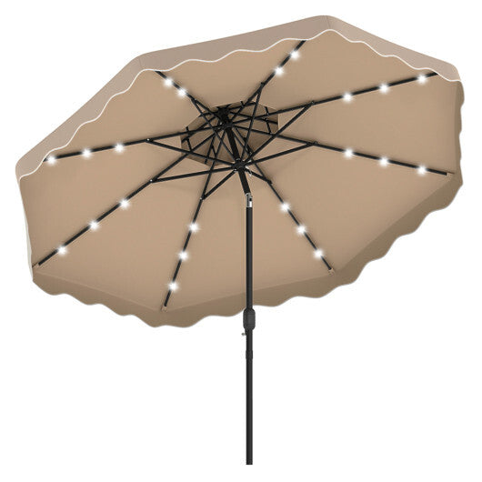 10 FT Solar LED Patio Umbrella for Deck and Pool-Beige LuxuryLifeWay Online Store
