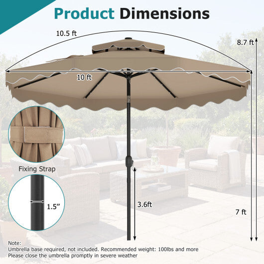10 FT Solar LED Patio Umbrella for Deck and Pool-Beige LuxuryLifeWay Online Store