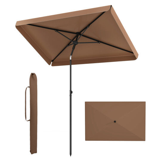 6.5 x 4.3 Feet Rectangular Outdoor Balcony Umbrella with Tilt Adjust Button-Beige
