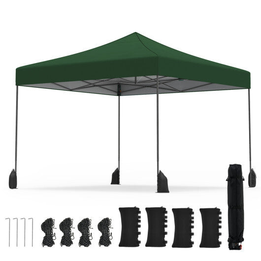 9.5 x 9.5 Feet Pop up Canopy Tent with Adjustable Heights-Green LuxuryLifeWay Online Store