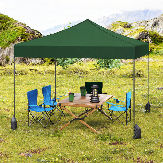 9.5 x 9.5 Feet Pop up Canopy Tent with Adjustable Heights-Green LuxuryLifeWay Online Store