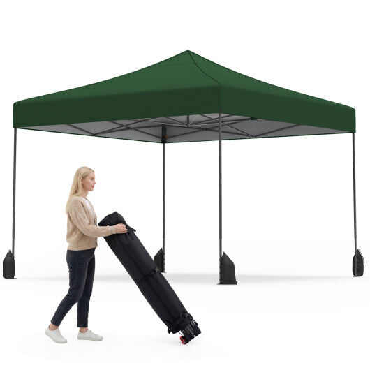 9.5 x 9.5 Feet Pop up Canopy Tent with Adjustable Heights-Green LuxuryLifeWay Online Store