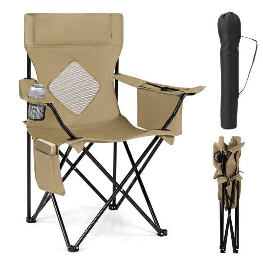 Folding Camping Chair with Mesh Fabric Backrest Solid Metal Frame and Carrying Bag-Green LuxuryLifeWay Online Store