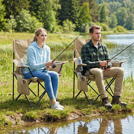Folding Camping Chair with Mesh Fabric Backrest Solid Metal Frame and Carrying Bag-Green LuxuryLifeWay Online Store