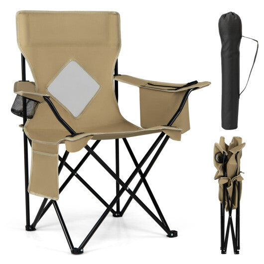 Folding Camping Chair with Mesh Fabric Backrest Solid Metal Frame and Carrying Bag-Green LuxuryLifeWay Online Store