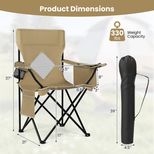 Folding Camping Chair with Mesh Fabric Backrest Solid Metal Frame and Carrying Bag-Green LuxuryLifeWay Online Store