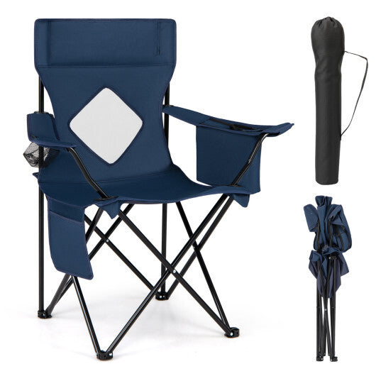 Folding Camping Chair with Mesh Fabric Backrest Solid Metal Frame and Carrying Bag-Green LuxuryLifeWay Online Store
