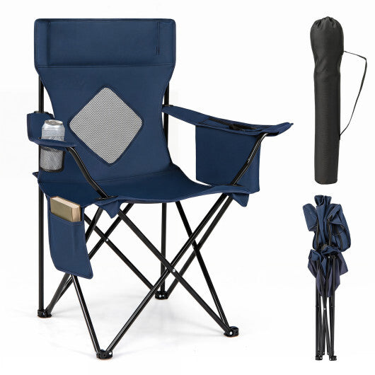 Folding Camping Chair with Mesh Fabric Backrest Solid Metal Frame and Carrying Bag-Green LuxuryLifeWay Online Store
