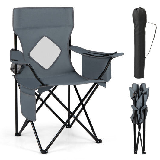 Folding Camping Chair with Mesh Fabric Backrest Solid Metal Frame and Carrying Bag-Green LuxuryLifeWay Online Store