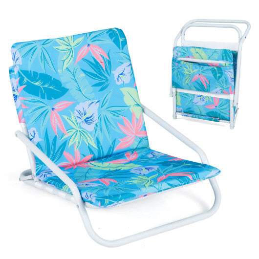Set of 2 Folding Beach Chairs with Sponge Padded Seat for Camping-Color LuxuryLifeWay Online Store