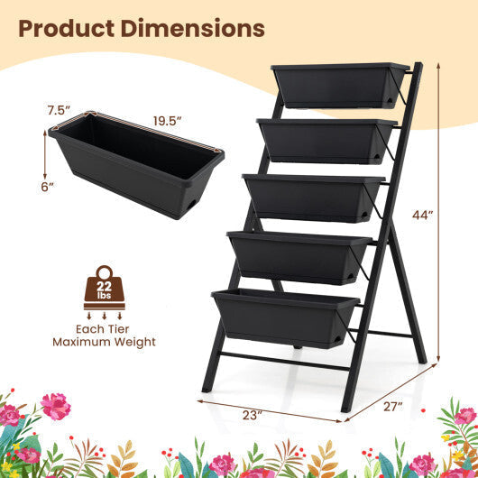 5-Tier Vertical Raised Garden Bed with Drainage Holes for Patio LuxuryLifeWay Online Store