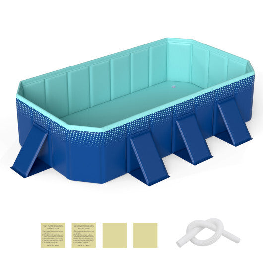 Non-Inflatable Swimming Pool Portable Around Ground Pool with 8 Support Panels-Navy LuxuryLifeWay Online Store