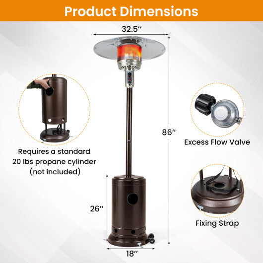 50 000 BTU Patio Propane Gas Heater with Stainless Steel Burner-Bronze LuxuryLifeWay Online Store
