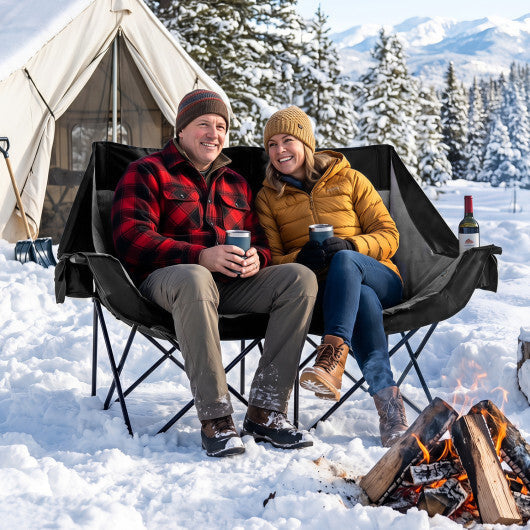 Heated Double Camping Chair with 4 Heating Zones and Wine Glass Holders-Navy LuxuryLifeWay Online Store