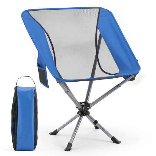 360 Swivel Camping Chair with Cup Holder and Side Pocket for Beach Support 300 LBS-Blue LuxuryLifeWay Online Store