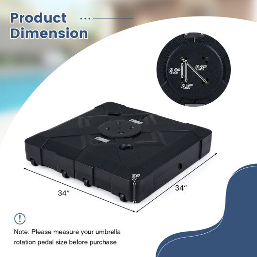 34" x 34" Cantilever Patio Umbrella Base with 4 Wheels LuxuryLifeWay Online Store