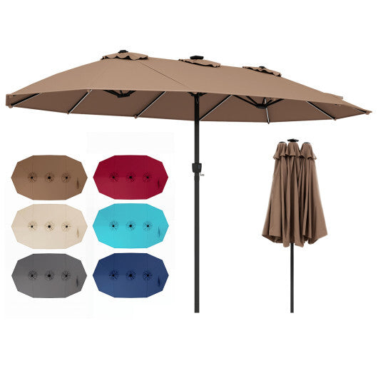 15.5FT Extra-Large Patio Umbrella 12 Reinforced Metal Ribs-Brown LuxuryLifeWay Online Store