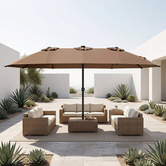 15.5FT Extra-Large Patio Umbrella 12 Reinforced Metal Ribs-Brown LuxuryLifeWay Online Store