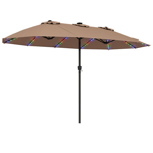 15.5FT Extra-Large Patio Umbrella 12 Reinforced Metal Ribs-Brown LuxuryLifeWay Online Store
